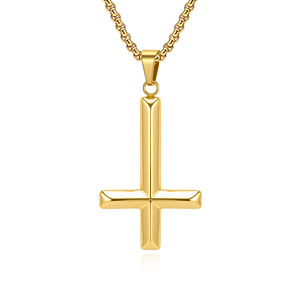 Instagram-worthy, niche yunnique style inverted cross necklace for men, a rebellious and individualistic <b>titanium</b> s - Product Image 5