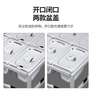 Contenedor de Acero Inoxidable con 6 Compartimentos, Caja de Almacenamiento Comercial para Cocina con Tapas, para Tiendas de Té con Leche y Condimentos - Product Image 3