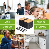 Boîte de conservation alimentaire, boîte à lunch japonaise bento avec couvercle en bambou