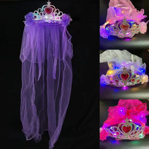 Velo luminoso Net Red Luminous Yarn Super Fairy Ribbon Bow <span class=keywords><strong>LED</strong></span> Light con luminoso con perla Warm Light Small Veil - Product Image 3