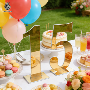 Nouvelles lettres et chiffres en acrylique pour anniversaire, 3 pieds, 4 pieds, miroir acrylique doré, grands chiffres autoportants pour fête - Product Image 6