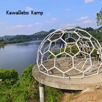 Kawagebo Kamp 4M Glass Party Trade Show Camping extérieur de luxe Igloo de glamping Serre d'hôtel Dôme géodésique rougeoyant Tente Maison