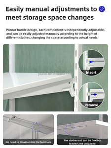 Tủ quần áo <span class=keywords><strong>mini</strong></span> walk-in 1,5 mét tùy chỉnh, một bức tường, toàn bộ bằng kim loại, cửa MDF, cửa trượt, nội thất phòng ngủ hiện đại - Product Image 5