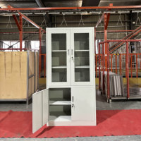 Armoire de classement moderne à deux portes vitrées battantes, verrouillable, démontable, pour bureau, hôpital, école, atelier - Vente en gros usine
