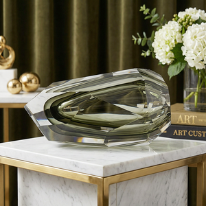 Vase décoratif moderne, style luxe léger, décoration intérieure, vase en cristal pour centre de table, bureau, herbe de la <span class=keywords><strong>pampa</strong></span>, fleurs séchées, fleurs - Product Image 1