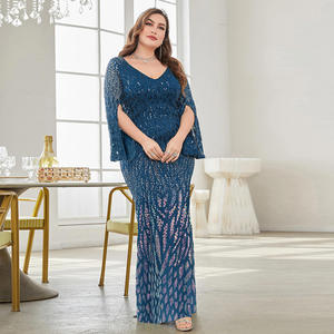 Robes de soirée de <span class=keywords><strong>luxe</strong></span> LY2123D pour femmes grandes tailles, élégantes, col en V, manches longues, sequins, pour soirée formelle, bal - Product Image 6