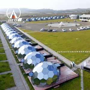 Tente dôme géodésique en verre JIEOL 5M, norme américaine et européenne 360 ° Maison de glamping transparente avec salle de bain - Product Image 6