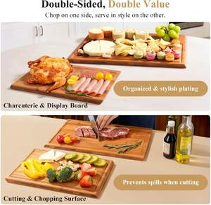 ชุดเขียง<span class=keywords><strong>ไม้</strong></span>ไผ่คาร์บอนไนซ์ 2 ชิ้น เกรดอาหาร ปลอดสารพิษ ใช้ได้สองด้าน สำหรับเสิร์ฟอาหารและหั่นอาหาร อุปกรณ์ครัว - Product Image 4