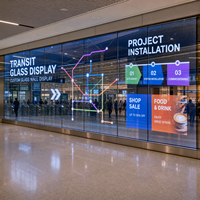 Pantalla LED Transparente de Gran Formato para Estaciones de Metro, Exhibición en Vidrio de Comercios, Panel Completo de Vidrio para Ventanas