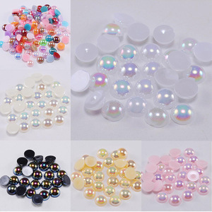 Perles d'imitation en résine acrylique couleur AB plates demi-rondes pour la décoration des ongles 6mm - Product Image 4
