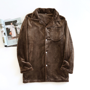 <span class=keywords><strong>Pijamas</strong></span> de Franela de Alta Calidad para <span class=keywords><strong>Hombre</strong></span>, Gruesos, de Color Sólido, con Cuello, para Otoño/Invierno, Cálidos - Product Image 4