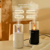 Humidificateur de voiture, diffuseur d'aromathérapie, éclairage ambiant à forte production de brume, design compact, alimenté par USB, faible bruit, lumière de bougie de bureau