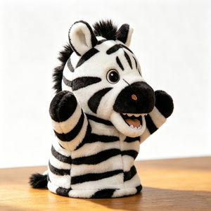 Marioneta de mano de cebra de peluche suave personalizada con boca móvil para juegos de simulación infantiles - Product Image 2