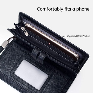 Grand <span class=keywords><strong>porte</strong></span>-monnaie en cuir Rfid avec 19 emplacements pour <span class=keywords><strong>cartes</strong></span> <span class=keywords><strong>et</strong></span> pochette à monnaie zippée - Product Image 6