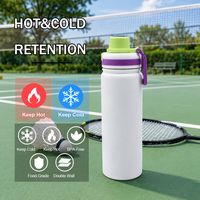 Gourde isotherme portable moderne en acier inoxydable, anti-fuite, à large ouverture, avec poignée et couvercle, pour le sport, la randonnée, la gym, les voyages et l'eau bouillante
