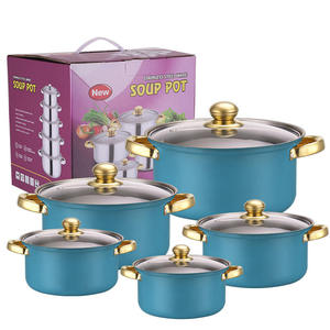 Juego <span class=keywords><strong>de</strong></span> 10 Ollas para Sopa <span class=keywords><strong>de</strong></span> Acero Inoxidable Estilo Coreano, con Doble Asa y Tapa <span class=keywords><strong>de</strong></span> Vidrio, Multicolor, para <span class=keywords><strong>Cocina</strong></span> y Restaurante - Product Image 4