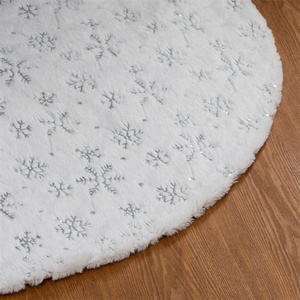 Xmas Tree Decorations Silver Sequin White Christmas Tree <strong>Skirt</strong> Faux <strong>Fur</strong> Plush 48 Inches Tree <strong>Skirt</strong> - Product Image 5