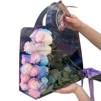 Bouquet de fleurs Transparent PVC fête des mères cadeau poignée Portable sac Ins Simple étanche fleur emballage boîtes
