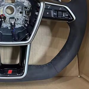 Volant en fibre de carbone et Alcantara avec bouton pour Audi <span class=keywords><strong>RS</strong></span> Sport S5 A4 B8 B9 RS5 RS6 A6 Q7 Q8 SQ7 RSQ7 RS3 RS4 A3 A5 A7 A1 <span class=keywords><strong>Q3</strong></span> - Product Image 4