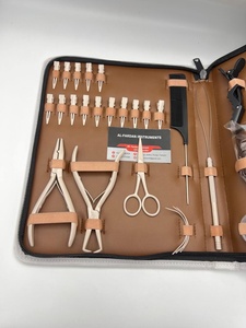 Kit de formation aux extensions capillaires AL-FARDAN Instruments, couleur beige nude, outils pour trames, pinces crocodiles, fils, perles, pinces, pinces métalliques - Product Image 4
