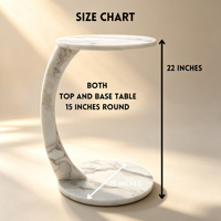 Table basse en marbre en forme de C, design moderne, portable et légère pour salon et chambre à coucher