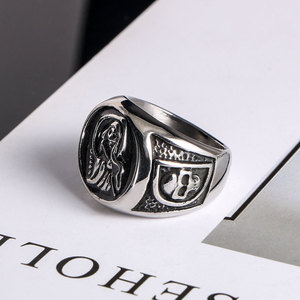 Retro Skull <b>Ring</b> Men's <b>Titanium</b> Steel Shield Design Fashion Jewelry SA754 - Product Image 2