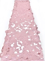 Tissu en dentelle brodée 100% polyester de haute qualité avec des paillettes perlées, motif floral, textile élégant et luxueux