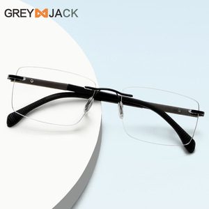 Lunettes de vue rectangulaires sans monture en métal gris pour homme, avec monture antidérapante, pour usage professionnel, numéro de pièce 2042 - Product Image 3