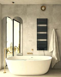 <span class=keywords><strong>Radiateur</strong></span> Électrique Plat de Luxe pour Serviettes <span class=keywords><strong>avec</strong></span> Chauffage <span class=keywords><strong>Intégré</strong></span> - Séchoir à Serviettes et Chauffage d'Appoint Économe en Énergie pour Salle de Bain - Product Image 4