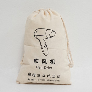 Sacs à cordon en toile de coton naturelle personnalisés avec logo, vente en gros d'usine, pour sèche-cheveux - Product Image 2