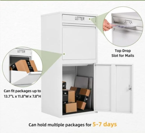 Customized All <strong>White</strong> Anti-Theft Steel Locker Large Free Standing Outdoor Postbox Mailbox <strong>Letterbox</strong> All <strong>White</strong> - Product Image 3