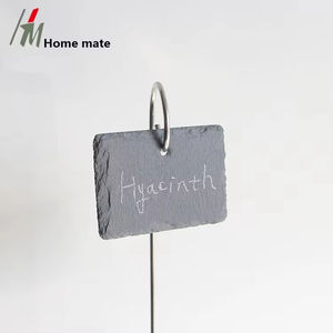 Natural Black <strong>Stone</strong> 10x7cm <strong>Slate</strong> Plant Labels Wholesale Sign Tags with Stainless Steel Stakes - Product Image 1