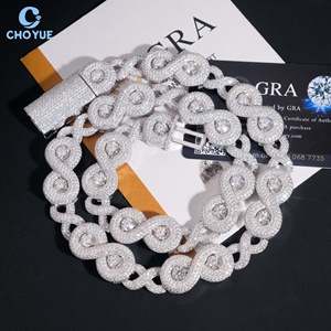 Fashion GRA Certified Moissanite Cuban Link Chain Necklace Rhodium Plated Solid 925 Silver <b>Infinity</b> Hiphop Iced Out Jewelry - Product Image 6