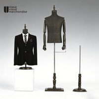 Mannequin de veste à prix de gros, torse debout factice, Mannequin pour hommes, bras en bois, demi-corps supérieur, Mannequin masculin pour affichage de costumes
