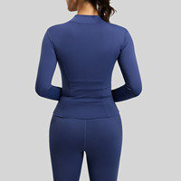 Haut de yoga ajusté pour femme, couleur pêche, veste de course en Spandex/Polyester, séchage rapide, respirant, manches longues, design uni et simple