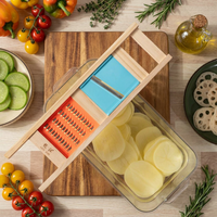Mandoline manuelle 2-en-1, hachoir à légumes, tranches julienne moyennes de 2,5 mm, lames en acier inoxydable et bois massif, pour cuisine professionnelle