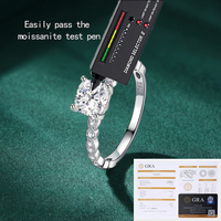Cincin Moissanite Persegi 1CT Fashion, Cincin Pertunangan Perak Sterling 925 untuk Wanita, Hadiah dengan Sertifikasi GRA, Perhiasan Custom