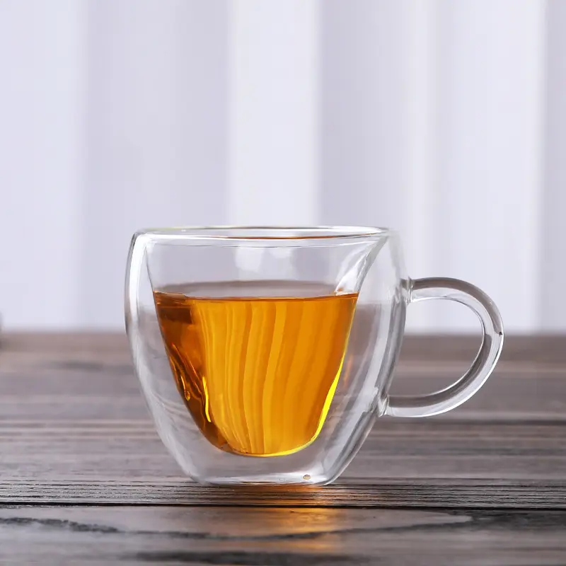 Glass Tea Cups Creative Water Cup Clear Glasses Love Gift Tea Beer Coffee Double Wall Transparent Heart Shaped Glass Mug