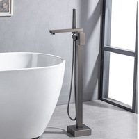 Mitigeur de douche de sol en laiton autoportant à poignée unique du fabricant chinois Robinet de bain en céramique brossée anti-pluie OEM disponible