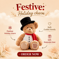 Peluche Ours en Peluche Brevetée Exclusive avec Tissu Ultra Doux et Rembourrage en Coton PP, Anti-Stress, Brodé
