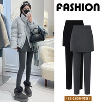 Jupes patineuses pour femmes doublées de polaire épaisse, leggings thermiques, pantalons moulants chauds pour l'hiver et l'automne, pantalons enveloppants slim, jupes grandes tailles