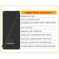 Écran tactile d'affichage de téléphone mobile OLED OnePlus 8 modèle 1265, écran intérieur et extérieur avec assemblage de cadre