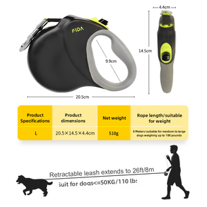 Haustierleine, 8 Meter lange Leine, Hundeleine, Nylon, automatisch einziehbar, schwarze Leine, Hundeleine, Heimtierbedarf - Product Image 5