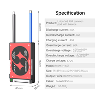 Daly NCM Smart BMS 16S 60V 40A Carte BMS intelligente Li-ion pour batterie lithium-ion EV Pack de batteries 18650 16S 60V BMS de batterie 3.7V Daly