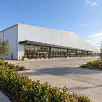 Centre de loisirs moderne en structure métallique, atelier métallique à travée libre résistant aux intempéries, entrepôt de vente en gros, bâtiment de bureaux