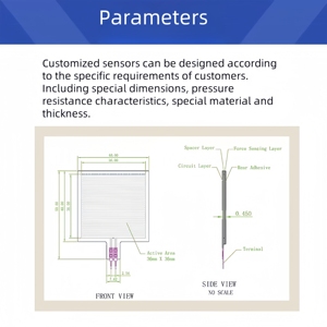 Nệm cảm biến màng mỏng Cảm biến áp suất đuôi dài đuôi vuông nhỏ linh hoạt mạch fsr piezoresistive cảm biến áp suất - Product Image 5