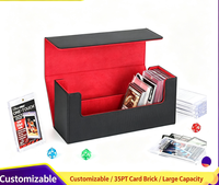 Boîte à cartes TCG en cuir PU grande capacité, multifonctionnelle, à forte aspiration magnétique, pour cartes PT, cartes Star et cartes de notation