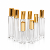 Flacon pulvérisateur de parfum en verre transparent 10ml 5ml, vaporisateur de voyage à fine brume, bouchon doré carré, logo personnalisé