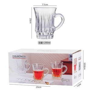 Set di 6 Tazze in Cristallo da 200ml, Bicchieri Trasparenti <span class=keywords><strong>con</strong></span> Manico per Tè, Caffè e Succhi |   Set Regalo per la Casa - Product Image 6