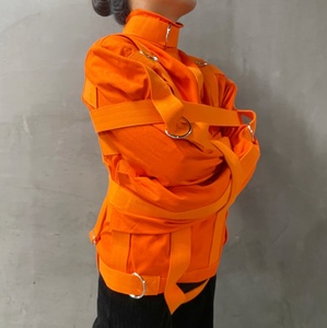 Jaket Medis Kanvas Oranye dengan Gesper Logam, Pakaian Pengikat Manikur, Pakaian Pengikat Diri untuk Penjara yang Aman - Product Image 5